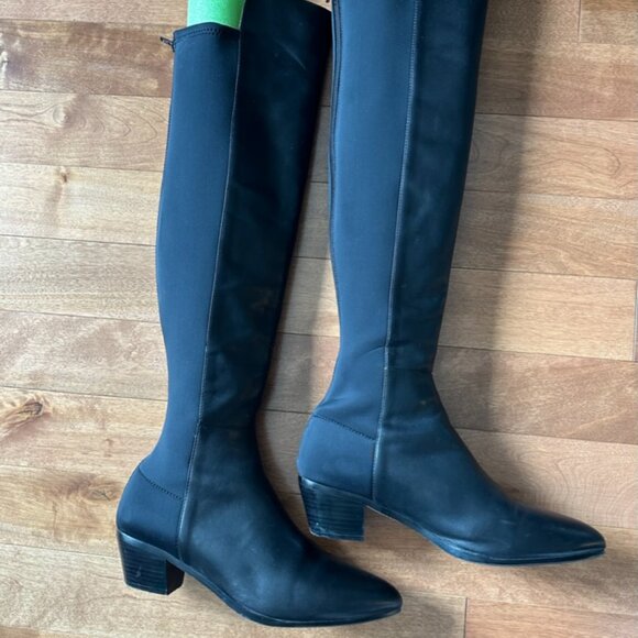 Bared footwear black over knee leather boots EU 40 - Picture 3 of 6